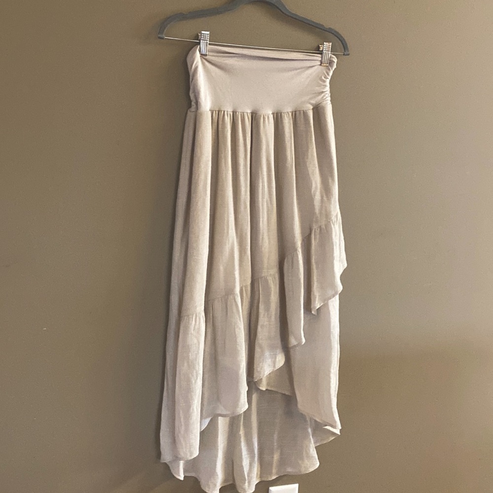 AGB Linen-like Ruffle High Low Skirt